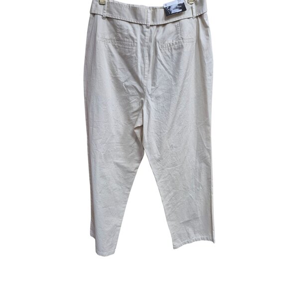 Who What Wear Womens Tapered Trousers Size 8 Beige Cotton Blend - Picture 3 of 3